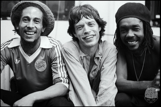 Bob Marley, Mick Jagger and Peter Tosh, New York, 1978, by Michael Putland