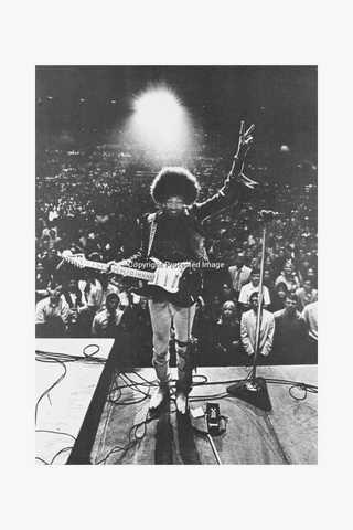 Jimi Hendrix, Peace Sign, Bakersfield Civic Auditorium, 1968