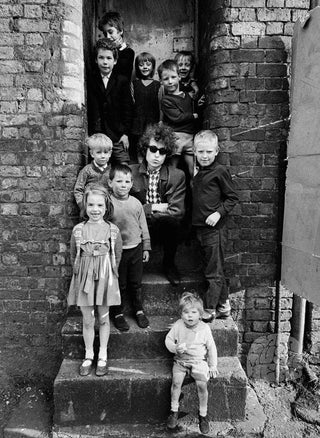 Bob Dylan, Kids On Steps, Liverpool, England, 1966 by Barry Feinstein