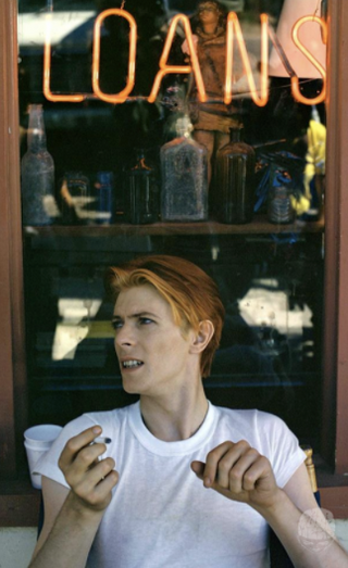 David Bowie, Smoking, New Mexico, 1975 by Geoff MacCormack